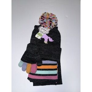Angel Face Girls 3 Pc Winter Hat Scarf Gloves Set Unicorn Sequin Sparkle 4-6 NWT